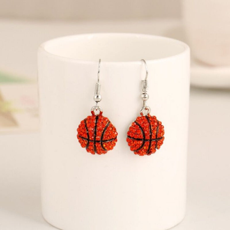 Wholesale Ball Sports Competition Fashion Trendy People Diamond Set Baseball Earrings